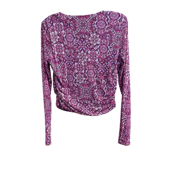 Fitted Long Sleeve Mesh Shirt With Bunched Sides Size Large- Junior Sizes Availa - Picture 7 of 8